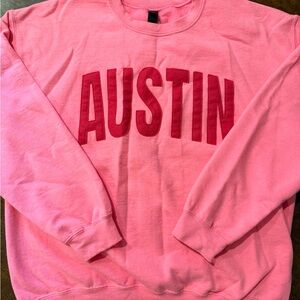 Gildan Pink Crewneck Sweater with Austin Print